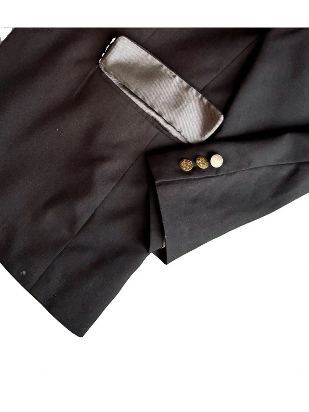 VTG OSCAR DE LA RENTA 43R Sport Coat Blazer BLK Gold Crest Buttons Ventless 90s